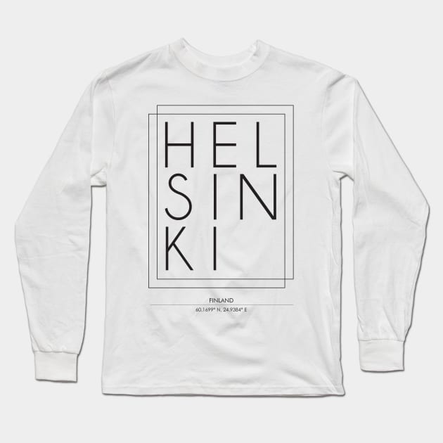 Helsinki City typography 2 Long Sleeve T-Shirt by StudioGrafiikka